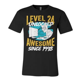 Level 24 Unlocked Awesome 1998 24Th Birthday Man Video Game Unisex Jersey Short Sleeve Crewneck Tshirt - Seseable