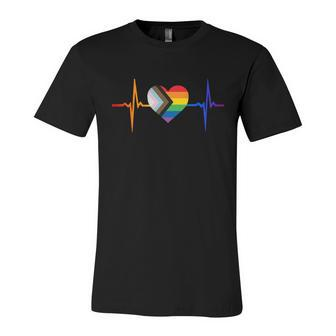 Lovely Lgbt Gay Pride Heartbeat Lesbian Gays Love Lgbtq Great Gift Unisex Jersey Short Sleeve Crewneck Tshirt - Monsterry