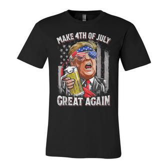Make 4Th Of July Great Again Funny Trump Men Drinking Beer V2 Unisex Jersey Short Sleeve Crewneck Tshirt - Seseable