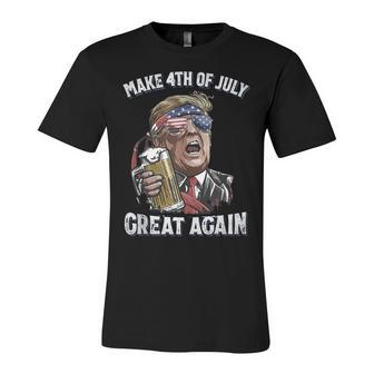 Make 4Th Of July Great Again Patriot Trump Men Drinking Beer Unisex Jersey Short Sleeve Crewneck Tshirt - Seseable