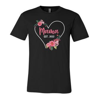 Mama Est 2022 Mom To Be Pregnancy Announcement Jersey T-Shirt | Mazezy