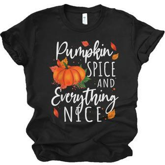 Pumpkin Spice And Everything Nice Thanksgiving Fall Autumn Unisex Jersey Short Sleeve Crewneck Tshirt - Thegiftio UK