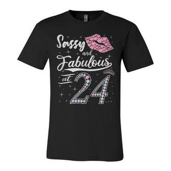 Sassy And Fabulous At 24 24Th Pink Crown Lips Women Birthday Unisex Jersey Short Sleeve Crewneck Tshirt - Seseable