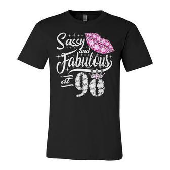 Sassy And Fabulous At 90 Years Old 90Th Birthday Crown Lips Unisex Jersey Short Sleeve Crewneck Tshirt - Seseable