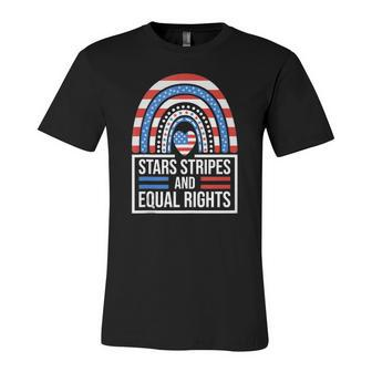 Stars Stripes &Amp Equal Rights Rainbow American Flag Feminist Jersey T-Shirt | Mazezy