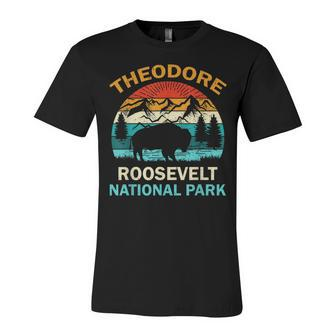 Theodore Roosevelt National Park North Dakota Buffalo Retro Unisex Jersey Short Sleeve Crewneck Tshirt - Seseable