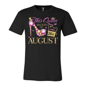 This Queen Was Born On August 24 24Th August Birthday Queen Unisex Jersey Short Sleeve Crewneck Tshirt - Seseable