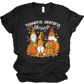 Three Cute Gnomes Halloween Pumpkin Autumn Fall Unisex Jersey Short Sleeve Crewneck Tshirt - Thegiftio UK