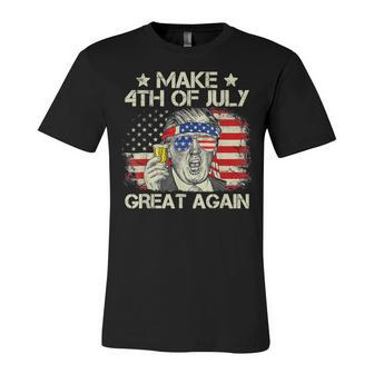 Trump Make 4Th Of July Great Again Merica Beer Drinking Unisex Jersey Short Sleeve Crewneck Tshirt - Seseable