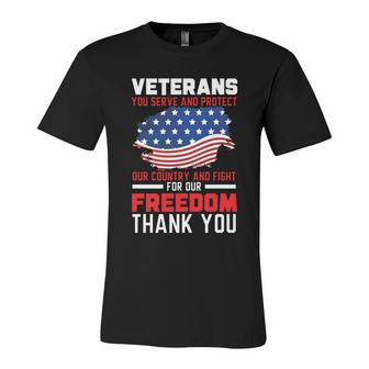 Veterans You Serve And Protect Our Country Memorial Day Gift Unisex Jersey Short Sleeve Crewneck Tshirt - Monsterry DE