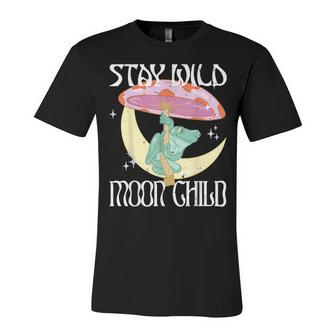 Vintage Retro Stay Wild Moon Child Frog Peace Love Hippie Unisex Jersey Short Sleeve Crewneck Tshirt - Seseable