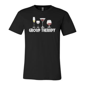 Wine Drinking Group Therapy Wine Jersey T-Shirt | Mazezy