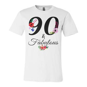 90 & Fabulous 90 Years Old Vintage Floral 1932 90Th Birthday Unisex Jersey Short Sleeve Crewneck Tshirt - Seseable