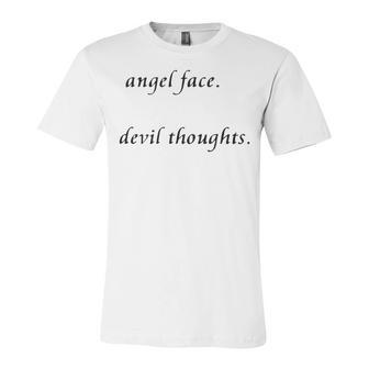 Angel Face Devil Thoughts V2 Unisex Jersey Short Sleeve Crewneck Tshirt - Seseable