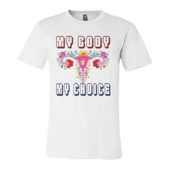 My Body My Choice Pro Roe Floral Uterus Jersey T-Shirt | Mazezy