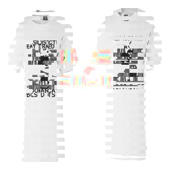 Easily Distracted Cats And Books - Cats & Books Lover  Unisex Jersey Short Sleeve Crewneck Tshirt