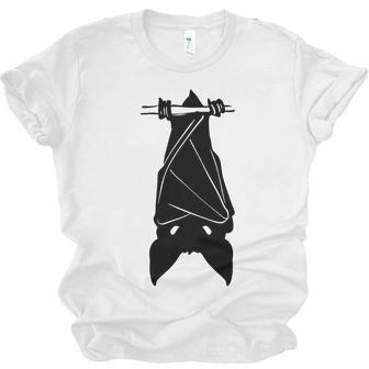 Halloween Bat Hanging Black Version Design Men Women T-shirt Unisex Jersey Short Sleeve Crewneck Tee - Seseable