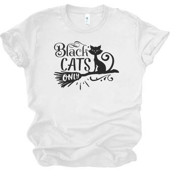 Halloween Black Cats Only - Black Version Design Men Women T-shirt Unisex Jersey Short Sleeve Crewneck Tee