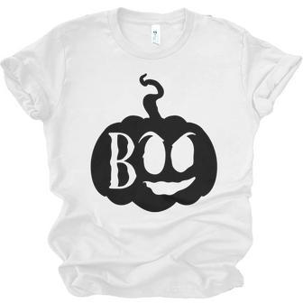 Halloween Boo - Pumpkin Black Design Men Women T-shirt Unisex Jersey Short Sleeve Crewneck Tee - Seseable