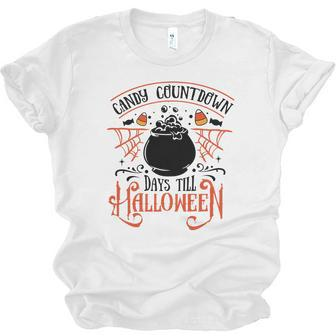 Halloween Candy Countdown Days Till Halloween Orange And Black Men Women T-shirt Unisex Jersey Short Sleeve Crewneck Tee - Seseable