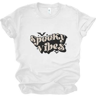 Halloween Spooky Vibes Creepy Design Gift Men Women T-shirt Unisex Jersey Short Sleeve Crewneck Tee - Seseable
