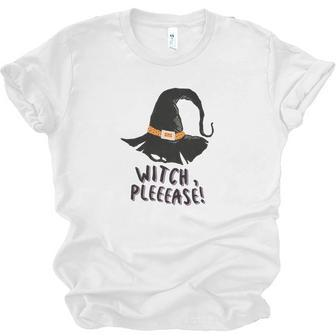 Halloween Witch Pleeease Witches Hat Design Men Women T-shirt Unisex Jersey Short Sleeve Crewneck Tee - Seseable