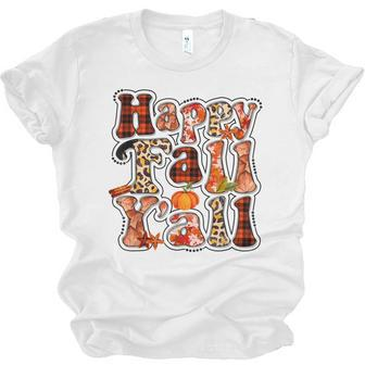 Happy Fall Yall Autumn Vibes Halloween For Autumn Lovers Men Women T-shirt Unisex Jersey Short Sleeve Crewneck Tee - Thegiftio UK