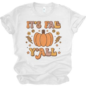 Its Fall Yall Pumpkin Spice Autumn Season Thanksgiving Unisex Jersey Short Sleeve Crewneck Tshirt - Thegiftio UK