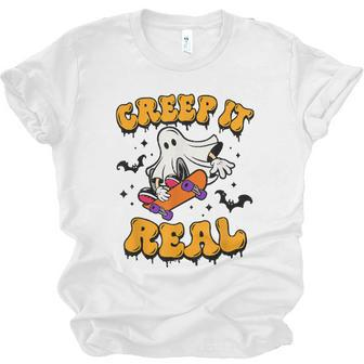 Retro Creep It Real Halloween Ghost Funny Spooky Season Men Women T-shirt Unisex Jersey Short Sleeve Crewneck Tee - Thegiftio UK