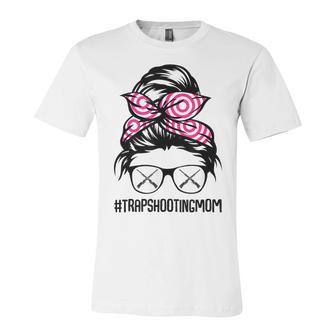 Trap Shooting Mom Messy Bun Hair Glasses V2 Unisex Jersey Short Sleeve Crewneck Tshirt - Seseable