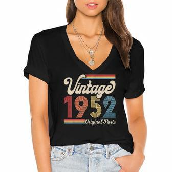 1952 Vintage 1952 Birthday Gift Men Women Born Made 1952 Women's Jersey Short Sleeve Deep V-Neck Tshirt | Mazezy