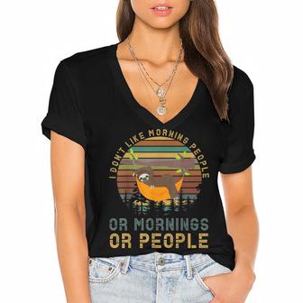 Funny I Dont Like Morning People Or Morning Or People  Women's Jersey Short Sleeve Deep V-Neck Tshirt