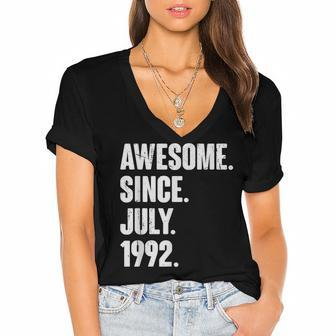 30 Year Old Gift 30Th Birthday Awesome Since July 1992 Women's Jersey Short Sleeve Deep V-Neck Tshirt - Seseable