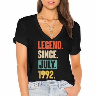30 Years Old Gifts Legend Since July 1992 30Th Birthday Women's Jersey Short Sleeve Deep V-Neck Tshirt - Seseable
