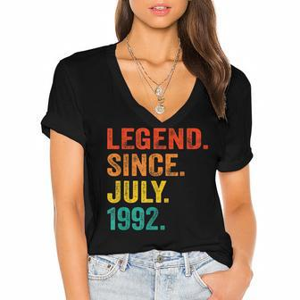 30Th Birthday Legend Since July 1992 30 Years Old Vintage Women's Jersey Short Sleeve Deep V-Neck Tshirt - Seseable