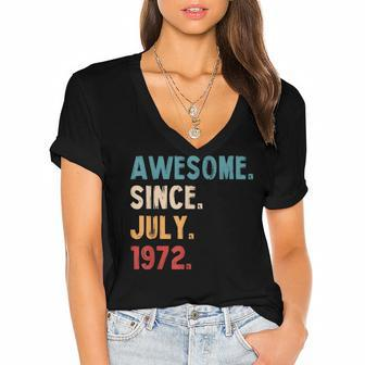Awesome Since July 1972 Vintage 50Th Birthday V2 Women's Jersey Short Sleeve Deep V-Neck Tshirt - Seseable