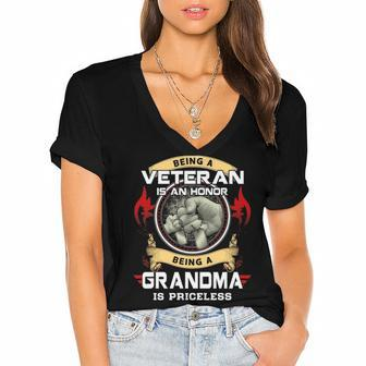 Being A Grandma Is A Priceless Women's Jersey Short Sleeve Deep V-Neck Tshirt - Monsterry