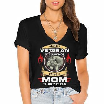 Being A Mom Is A Priceless Women's Jersey Short Sleeve Deep V-Neck Tshirt - Monsterry