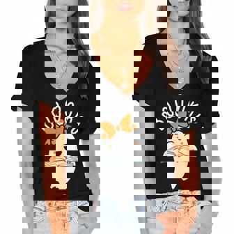 Booooks Halloween Cute Ghost Book Teacher Reading Women's Jersey Short Sleeve Deep V-Neck Tshirt - Thegiftio