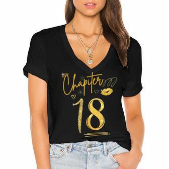 Chapter 18 Years Old 18Th Birthday In 2004 Funny Women's Jersey Short Sleeve Deep V-Neck Tshirt - Seseable