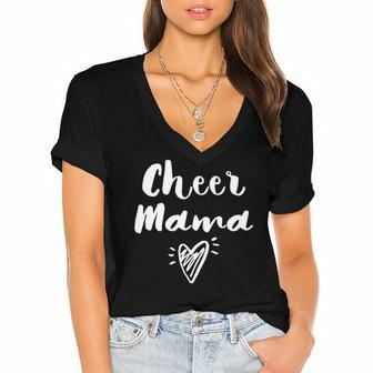 Cheerleader Mom Gifts- Womens Cheer Team Mother- Cheer Mom Pullover Women's Jersey Short Sleeve Deep V-Neck Tshirt | Mazezy