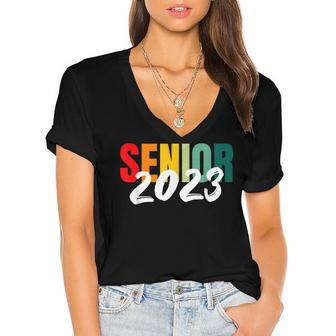 Class Of 2023 Senior 2023 Women's Jersey Short Sleeve Deep V-Neck Tshirt - Seseable