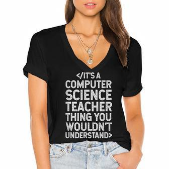 Computer Science Teacher Women's Jersey Short Sleeve Deep V-Neck Tshirt - Thegiftio UK
