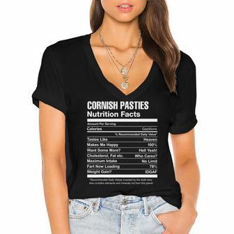 Cornish Pasties Nutrition Facts Funny Women's Jersey Short Sleeve Deep V-Neck Tshirt | Mazezy