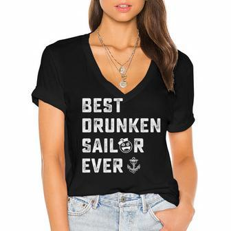 Drunken Sailor V2 Women's Jersey Short Sleeve Deep V-Neck Tshirt - Monsterry AU