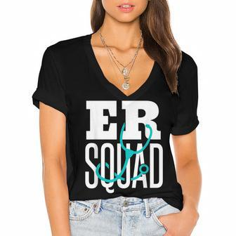 Er Squad Emergency Squad Emergency Nurse Er Nurse Women's Jersey Short Sleeve Deep V-Neck Tshirt - Thegiftio UK