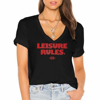 Ferris Bueller&8217S Day Off Leisure Rules Women's Jersey Short Sleeve Deep V-Neck Tshirt | Mazezy