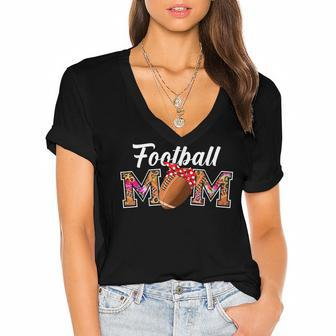 Football Mom Game Day Leopard Tie Dye Funny Football Lover V2 Women's Jersey Short Sleeve Deep V-Neck Tshirt - Thegiftio UK