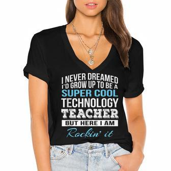 Funny Technology Teacher Women's Jersey Short Sleeve Deep V-Neck Tshirt - Thegiftio UK