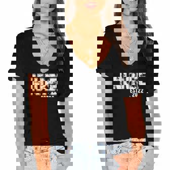 Gift For New Nurses Established 2022 Nurse Est 2022 Women's Jersey Short Sleeve Deep V-Neck Tshirt | Mazezy